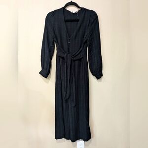 All In Favor Black Button Front Jumpsuit  Cropped Wide Leg V-Neck